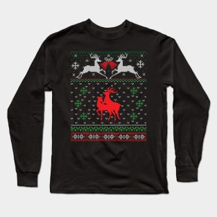 mating reindeer ugly Christmas sweater Long Sleeve T-Shirt